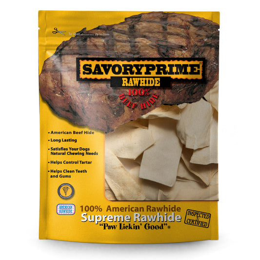 Savory Prime Supreme Rawhide Chips Natural 2″x6″ 1 lb. Bag