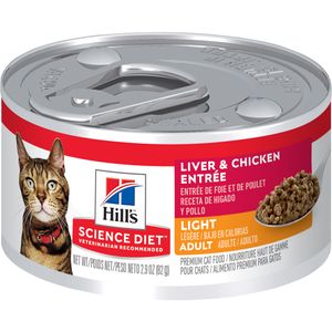 Science Diet Adult Light Canned Cat Food, Liver & Chicken Entrée