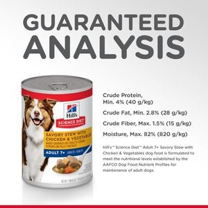 Science Diet Senior 7+ Canned Dog Food, Savory Stew with Chicken & Vegetables