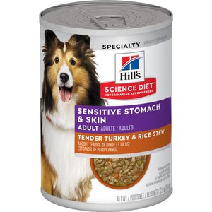 Science Diet Adult Sensitive Stomach & Skin Canned Dog Food, Tender Turkey & Rice Stew