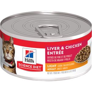 Science Diet Adult Light Canned Cat Food, Liver & Chicken Entrée