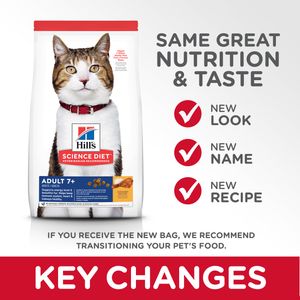 Science Diet Senior 7+ Dry Cat Food, Chicken Recipe