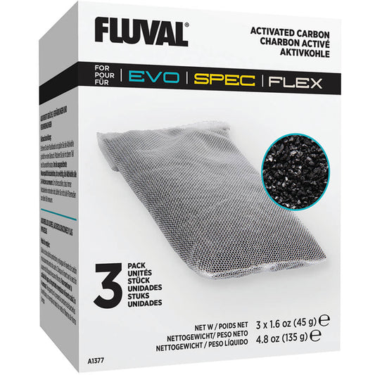 Fluval Carbon for Spec/Evo/Flex Aquarium Kit, 45 g, 3-Pack