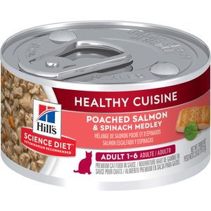 Science Diet Adult Healthy Cuisine Canned Cat Food, Poached Salmon & Spinach Medley