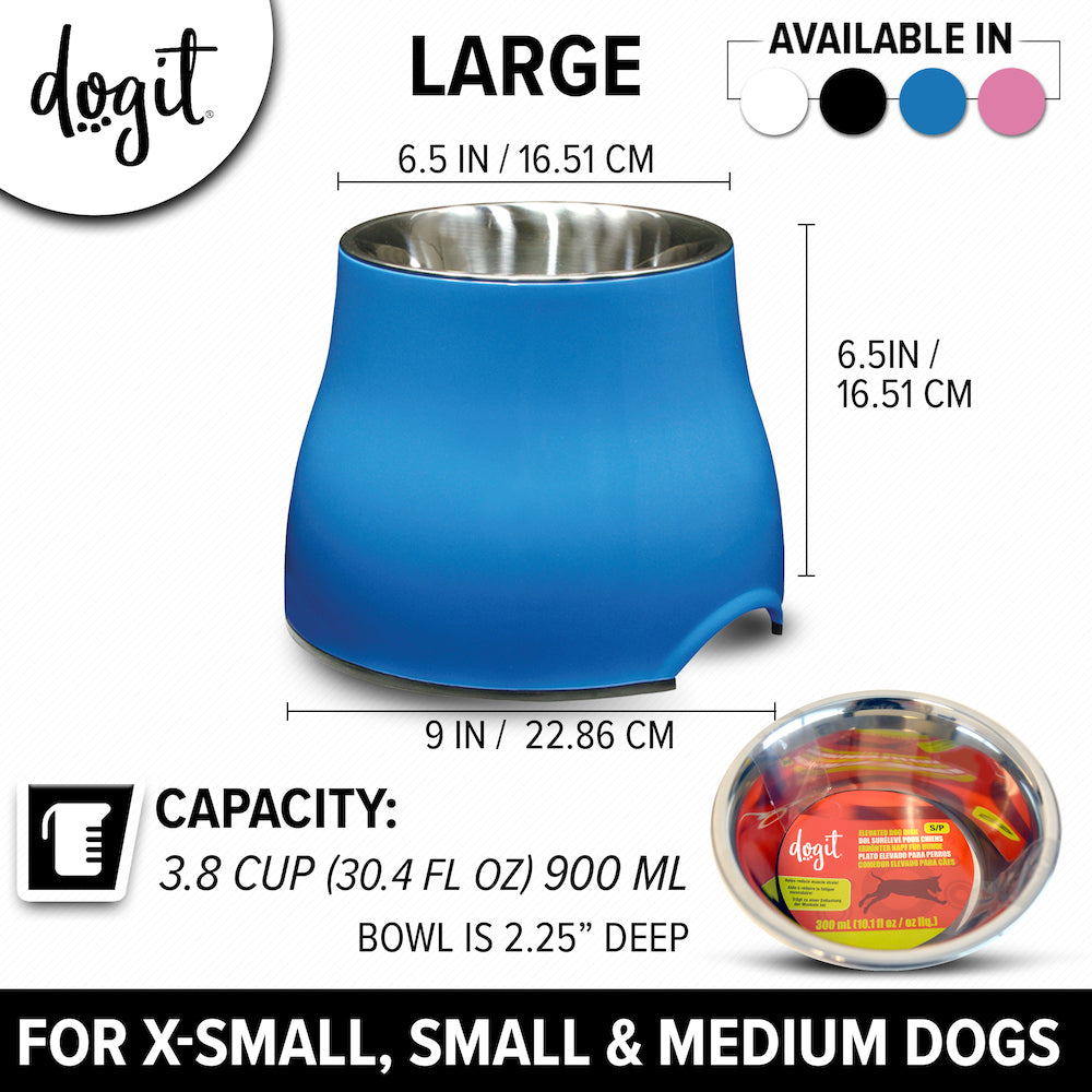 Dogit Elevated Dish, Blue, Lg