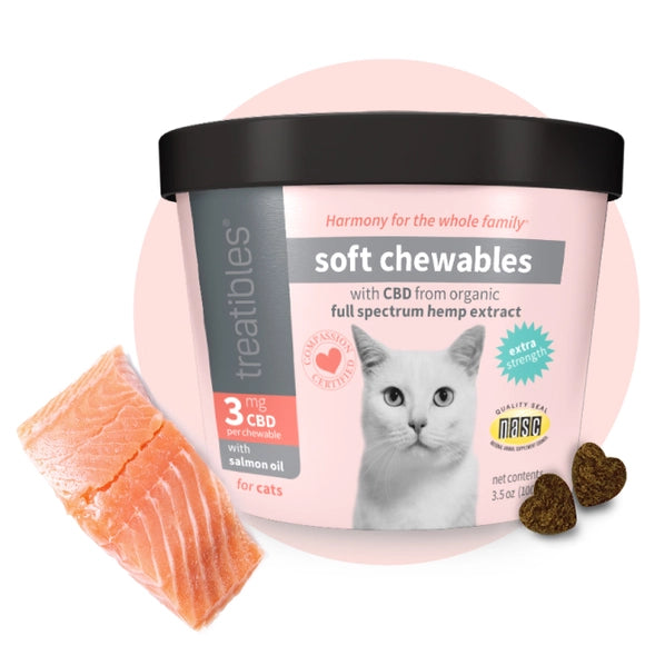 Treatibles Soft Chewables Extra Strength with Salmon Oil 3 mg CBD for cats