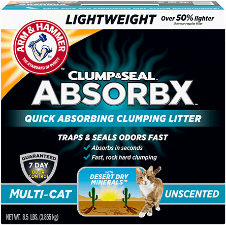 Arm & Hammer Clump & Seal AbsorbX Lightweight Clumping Litter, Multi-Cat Unscented