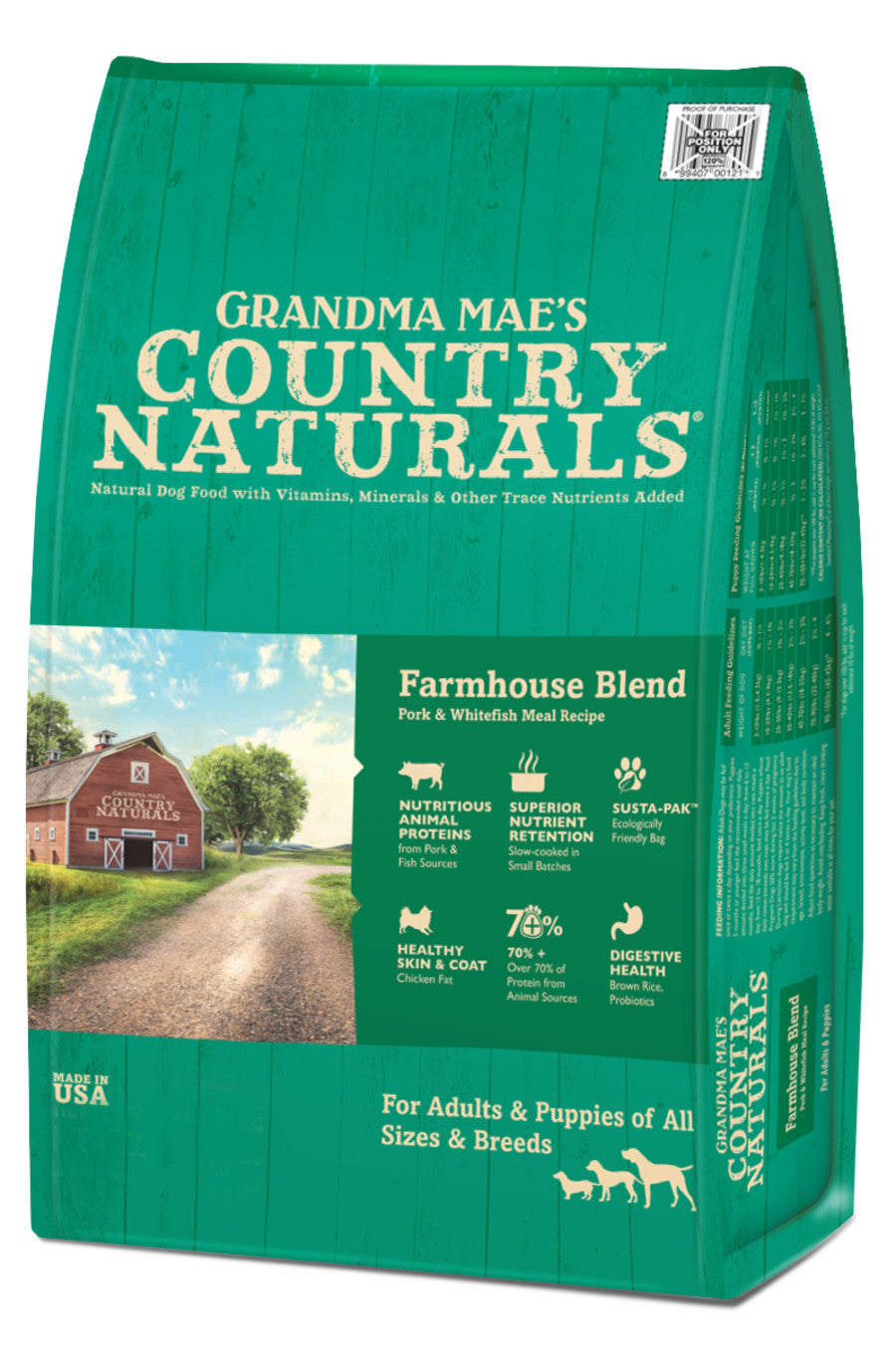 Premium All Natural Farmhouse Blend Pork & Fish Entrée with Meat & Brown Rice Dry Dog Food