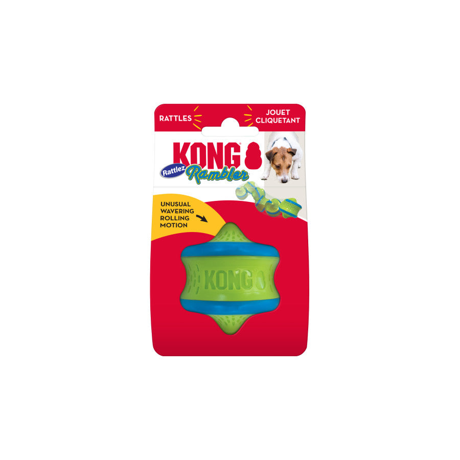 Kong Rambler Rattlez Swirl Ball Interactive Dog Toy