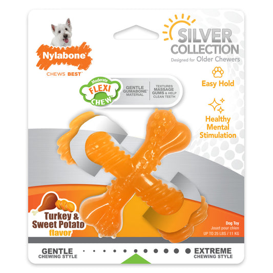 Nylabone Silver Collection Flexi Chew X-Bone Chew Toy for Senior Dogs