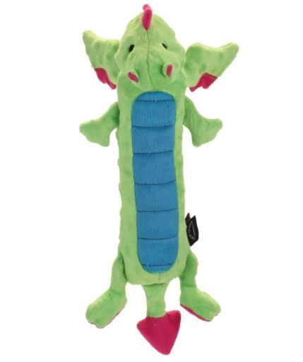 GoDog Long Dragons Chew Guard Squeaky Plush Dog Toy, Large