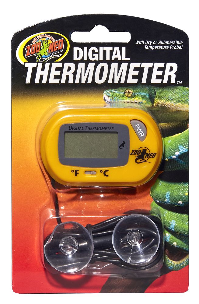Zoo Med Digital Thermometer. With Dry or Submersible Temperature Probe. 