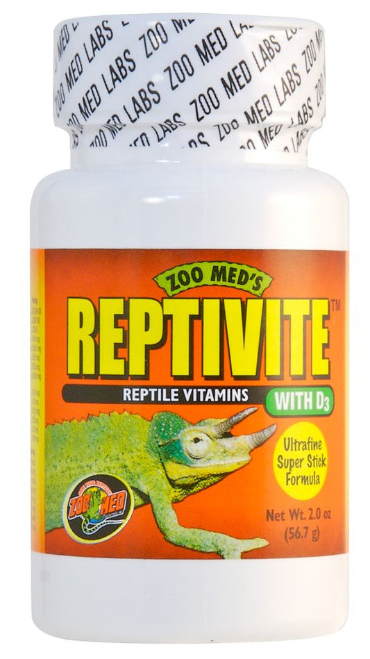 Zoo Med's ReptiVite REptile Vitamins with D3. Ultrafine Super Stick Formula.