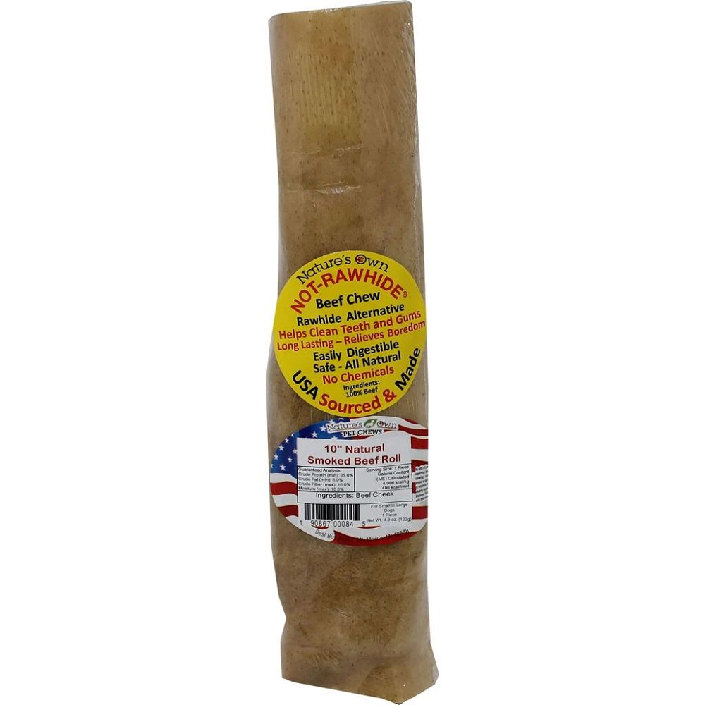 Nature's Own NOT-RAWHIDE Beef Chew 10" Natural Smoked Beef Roll