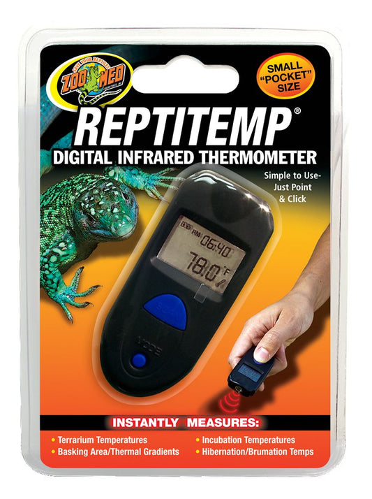 ReptiTemp Digital Infared Thermometer. Simple to Use- Just Point & Click. Instantly Measures: Terrarium Temperatures, Basking Area/Thermal Gradients, Incubation Temperatures, Hibernation/Brumation Temps.